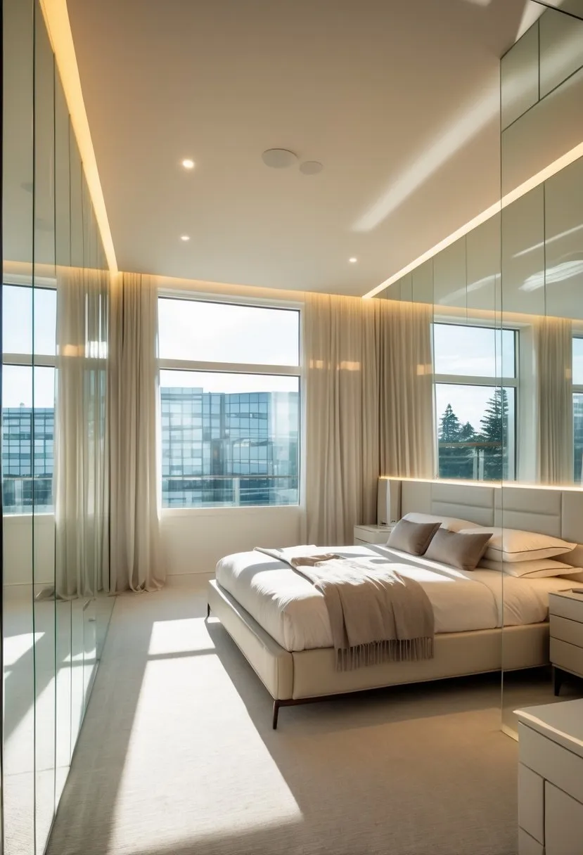 Mirrored accent walls to amplify light