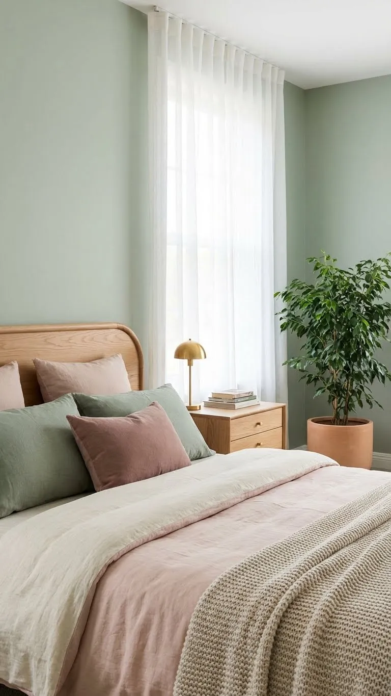 pink and green bedroom