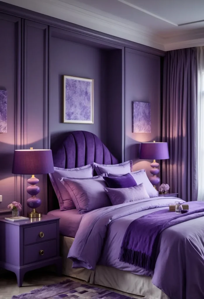 Using plum-colored lampshades for subtle lighting