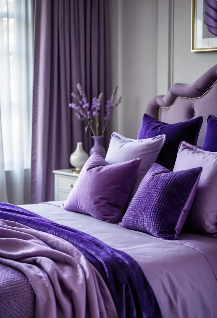 Layering different shades of purple in textiles