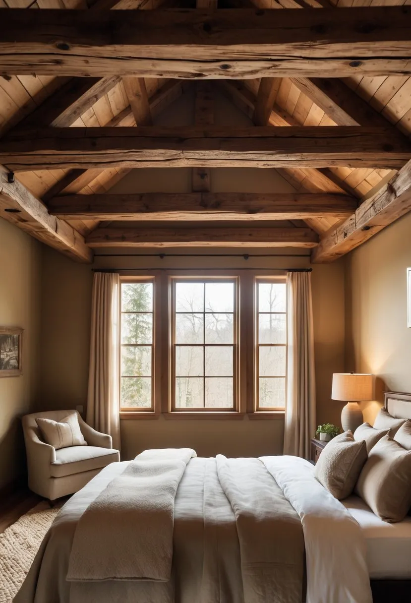 Rustic wooden ceiling beams
