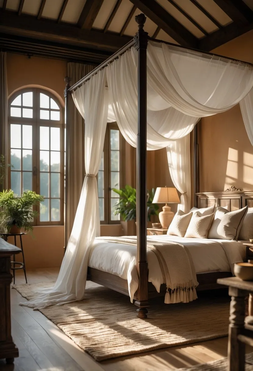 Canopy beds with flowing drapes