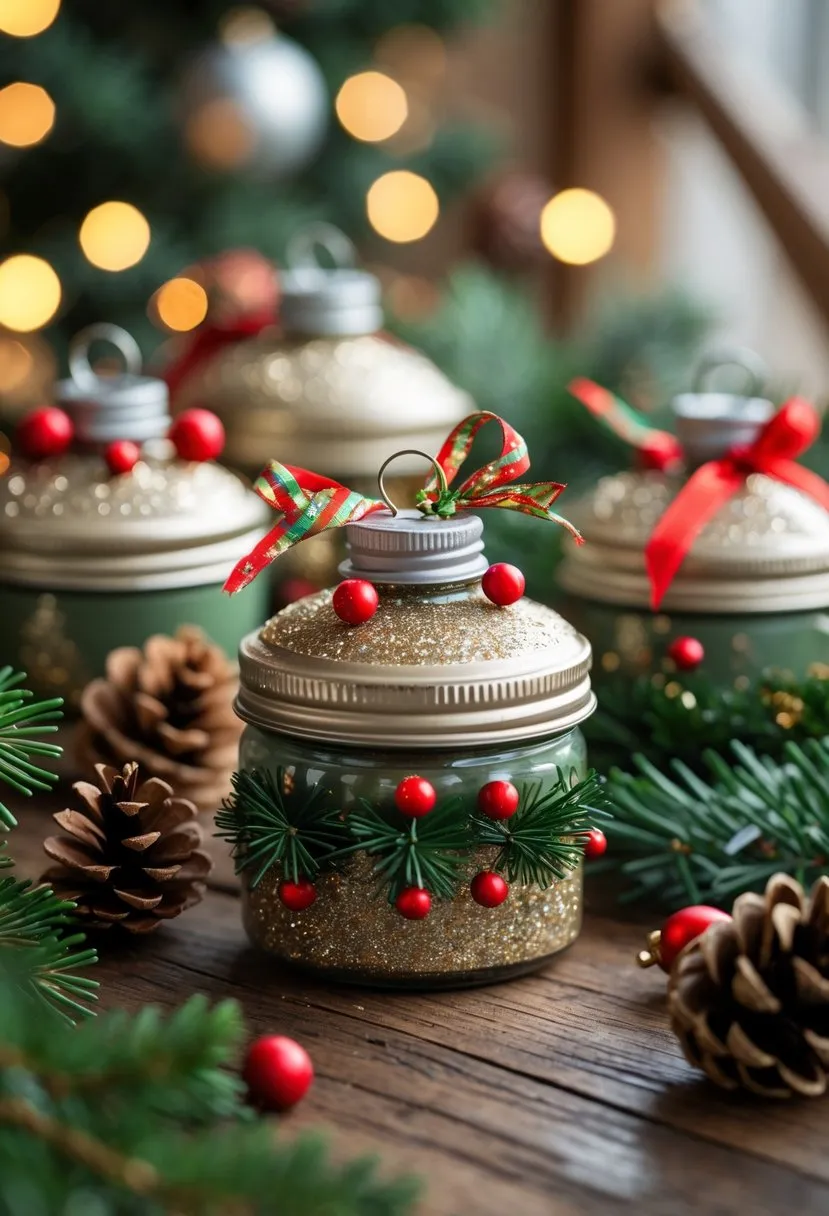 18 Upcycled Christmas Crafts to Turn Trash Into Beautiful Holiday Decor for Sustainable Festive Creativity 13 Jar Lid Christmas Ornaments