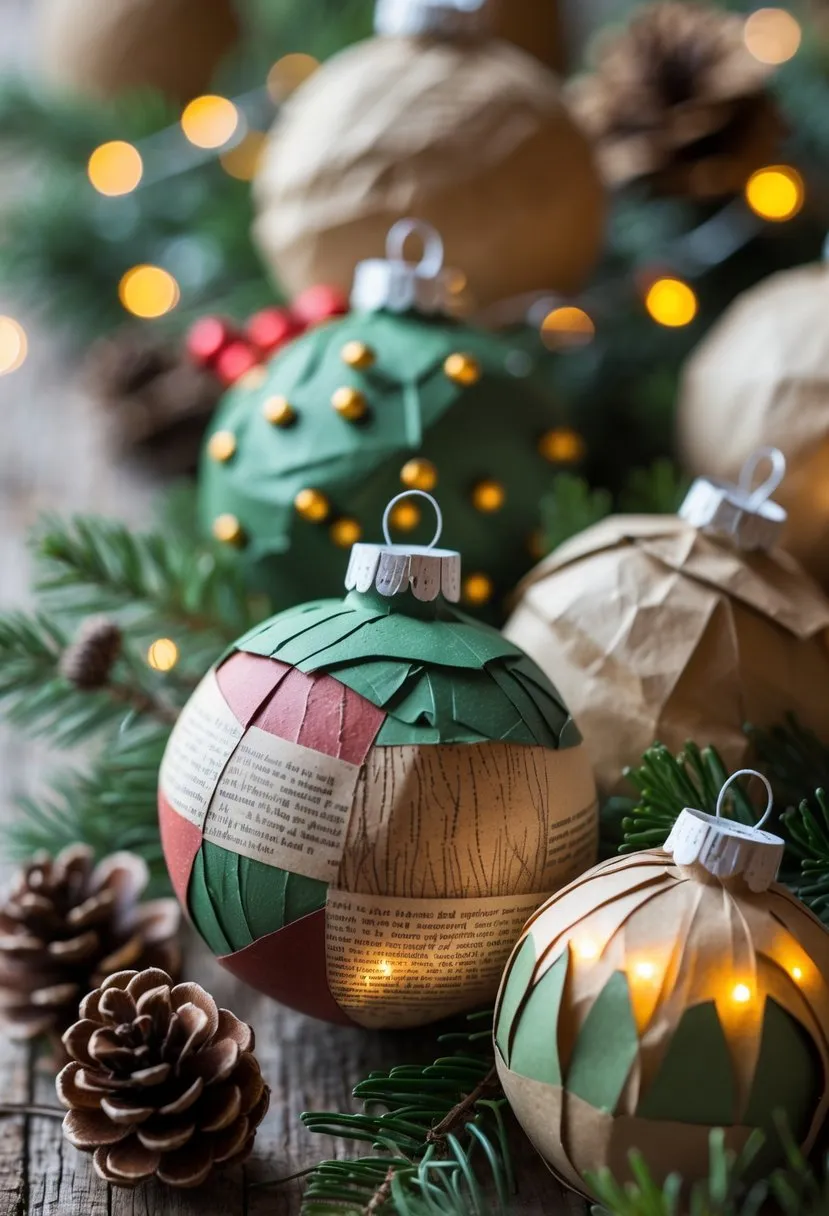 18 Upcycled Christmas Crafts to Turn Trash Into Beautiful Holiday Decor for Sustainable Festive Creativity 18 Recycled Paper Baubles