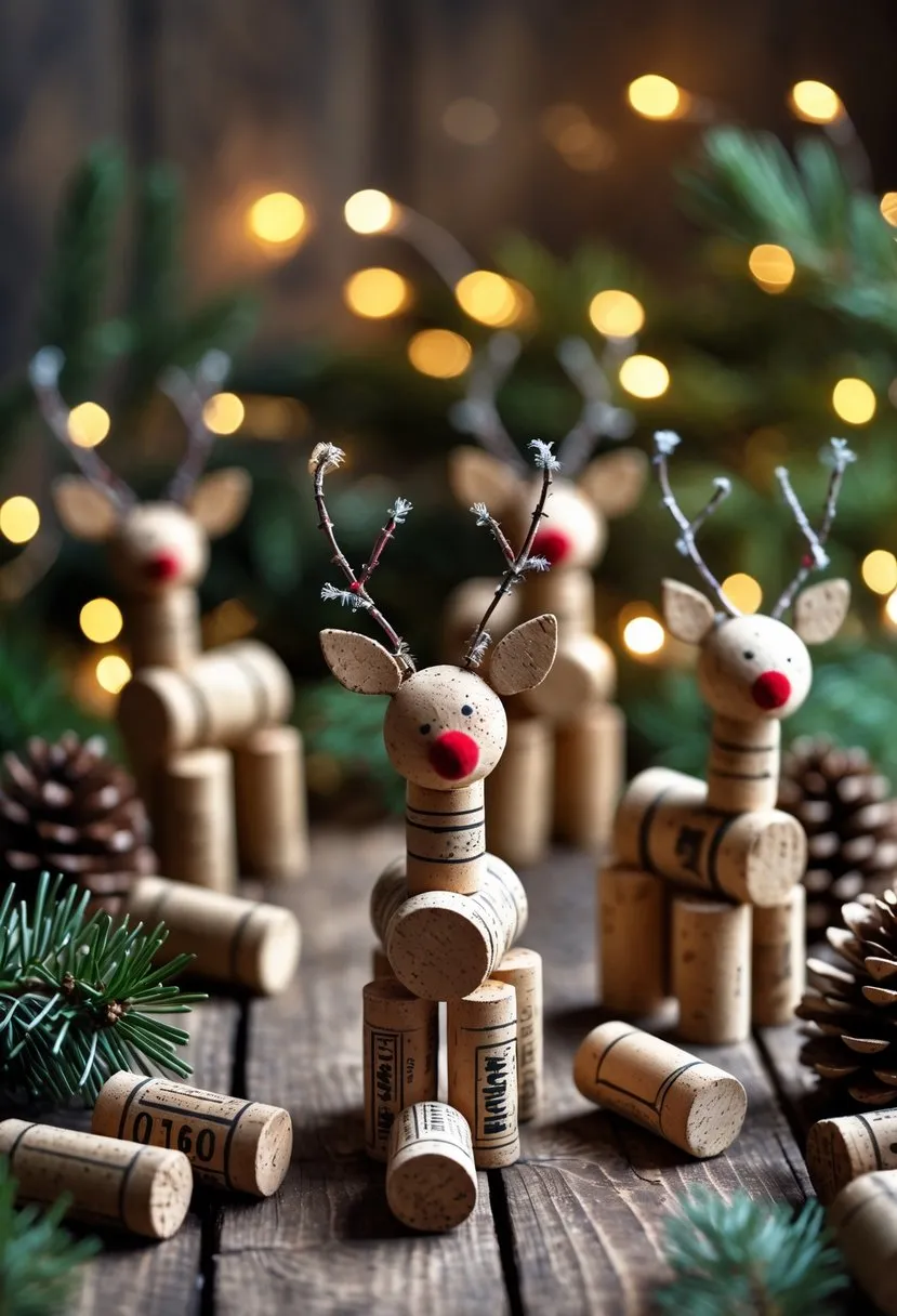 18 Upcycled Christmas Crafts to Turn Trash Into Beautiful Holiday Decor for Sustainable Festive Creativity 7 Wine Cork Reindeer Figures