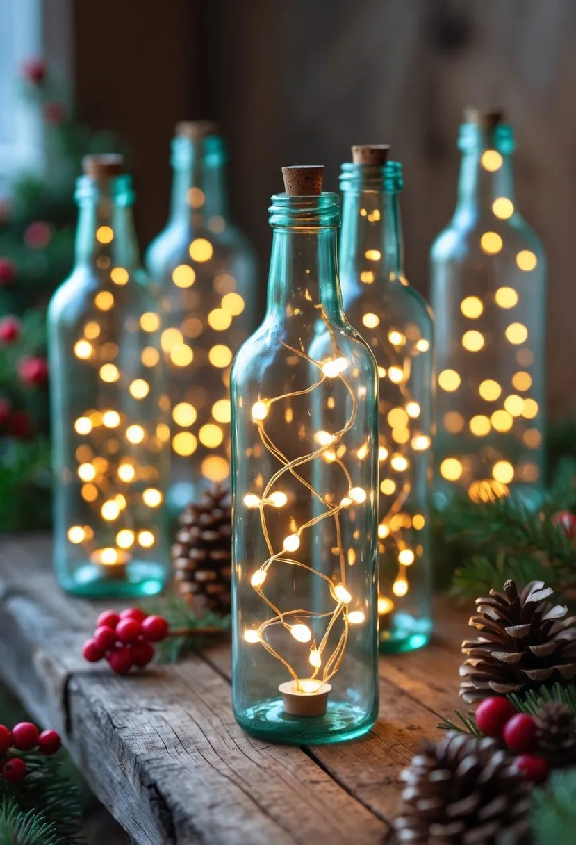 18 Upcycled Christmas Crafts to Turn Trash Into Beautiful Holiday Decor for Sustainable Festive Creativity 8 Glass Bottle Light Strand