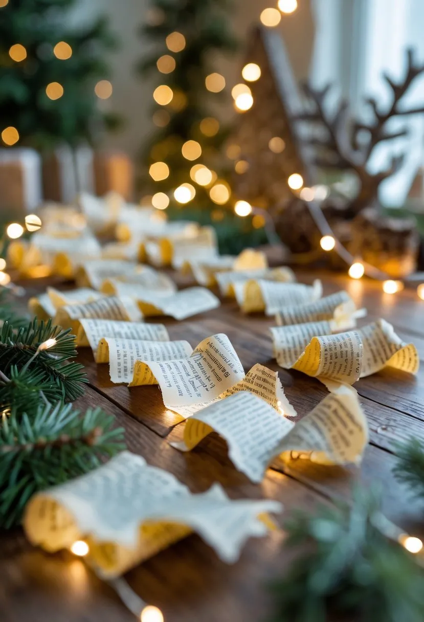 18 Upcycled Christmas Crafts to Turn Trash Into Beautiful Holiday Decor for Sustainable Festive Creativity 9 Torn Book Page Garland