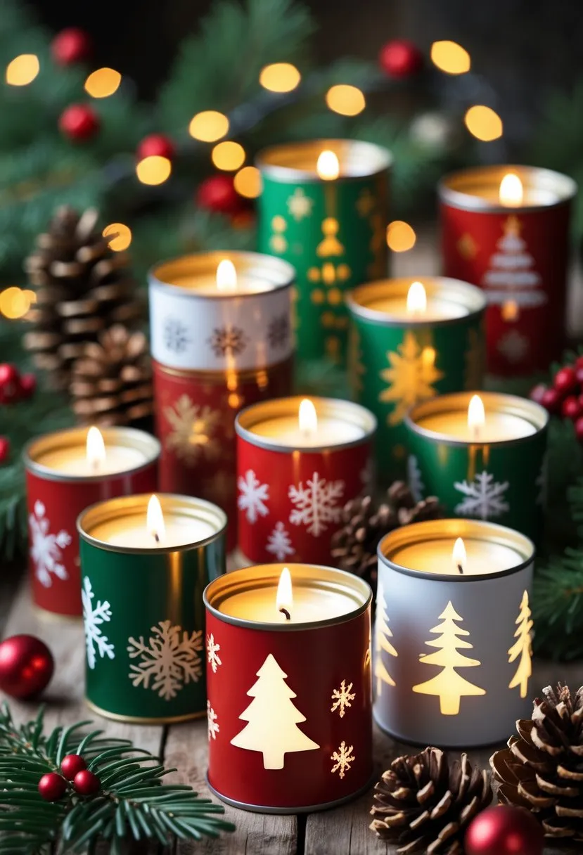 18 Upcycled Christmas Crafts to Turn Trash Into Beautiful Holiday Decor for Sustainable Festive Creativity 11 Used Tin Can Candle Holders