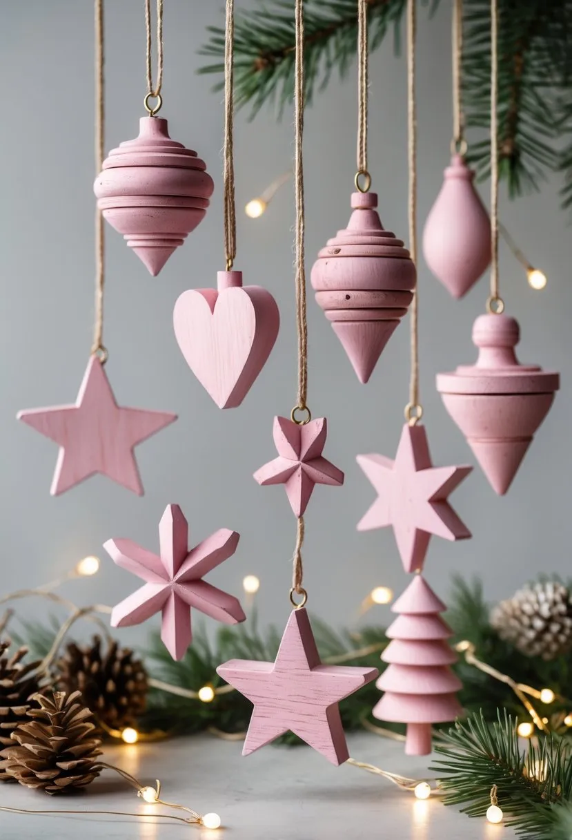 Vintage Pink Wooden Hanging Pendants