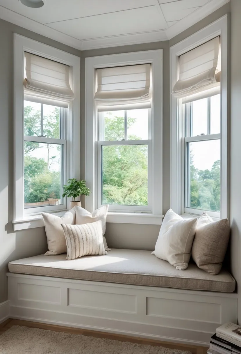 Corner window seat for small bedrooms
