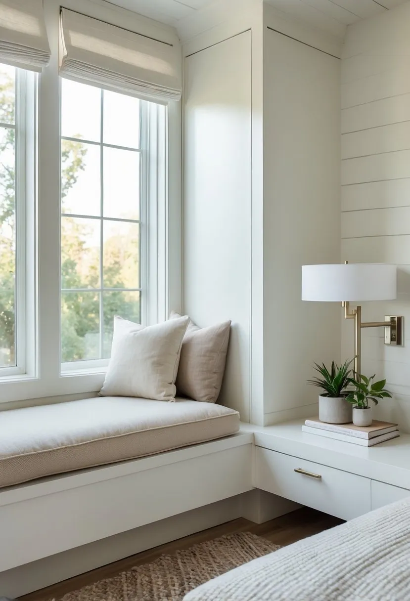 Window seat doubling as a nightstand