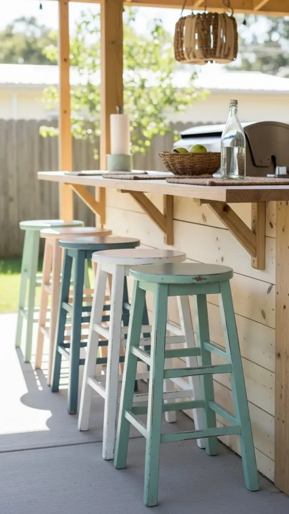 Add Thrifted Bar Stools for Seating