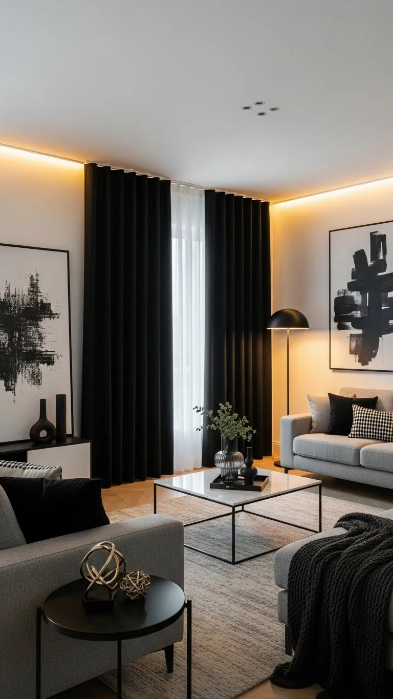 Black Curtains for Bold Contrast