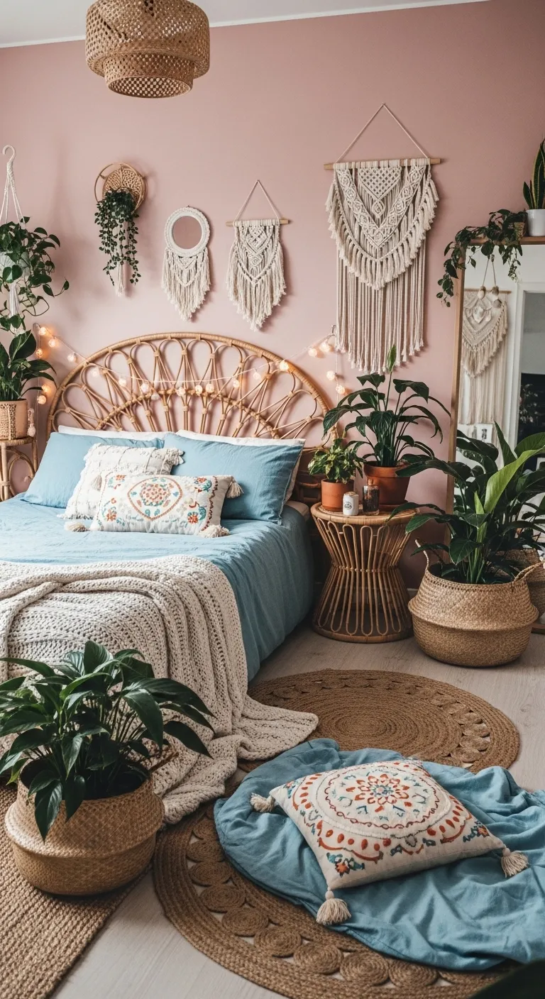  Boho Chic: Dusty Pink + Sky Blue + Natural Textures