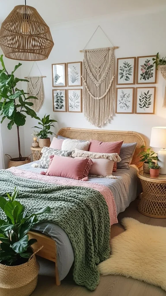 Boho Vibes Natural Textures + Green, Pink & Grey