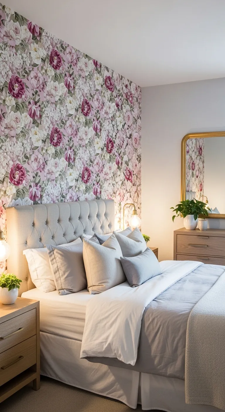 Floral Pink Wallpaper for Statement Walls