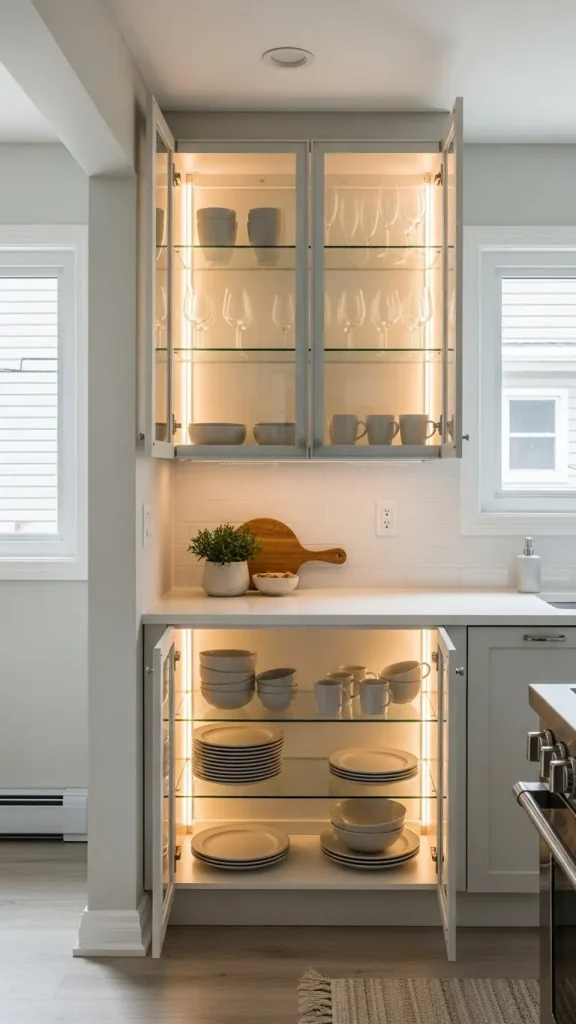 Glass Cabinets That Lighten the Look