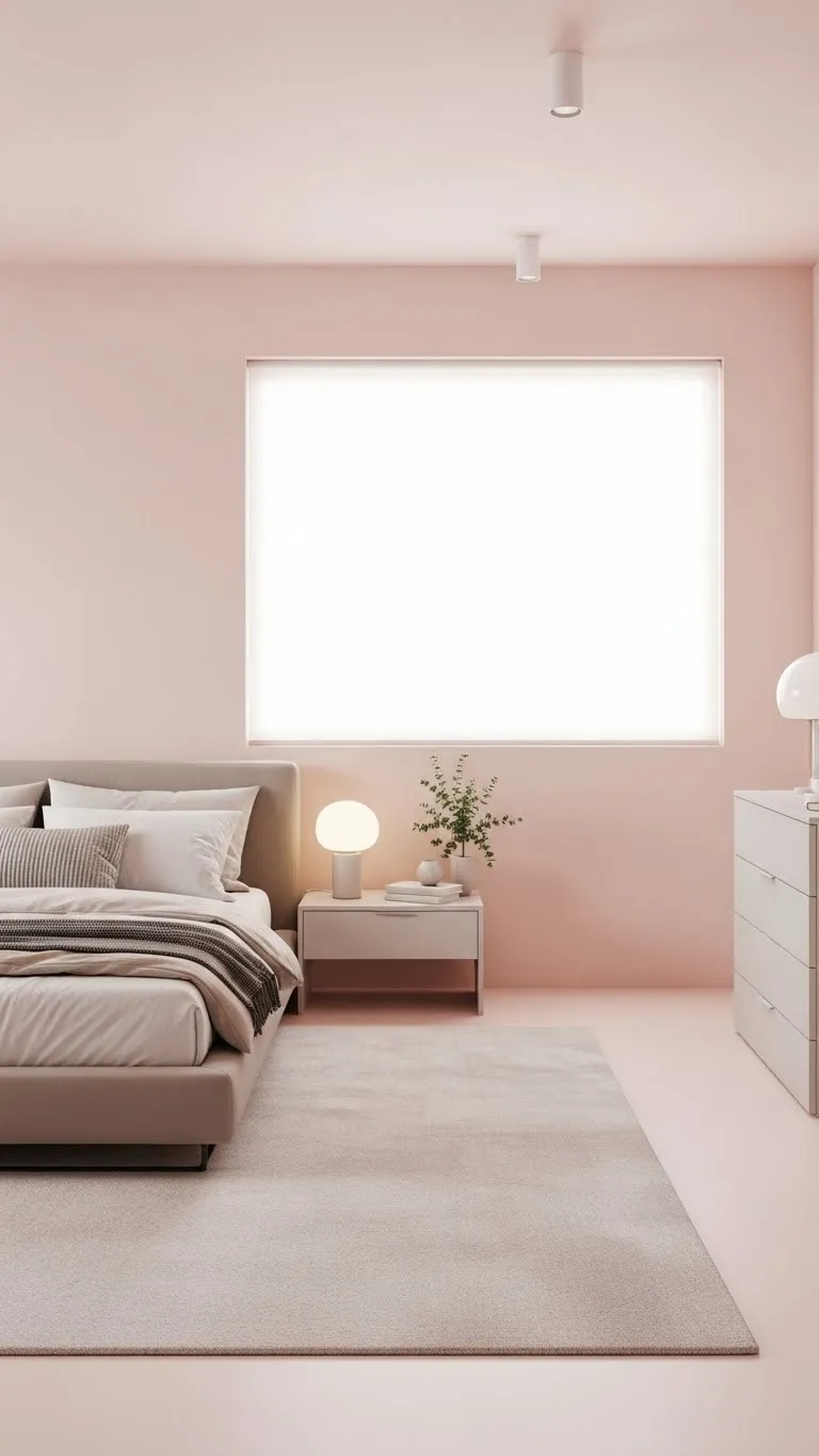 Light Pink Walls in a Minimal Bedroom