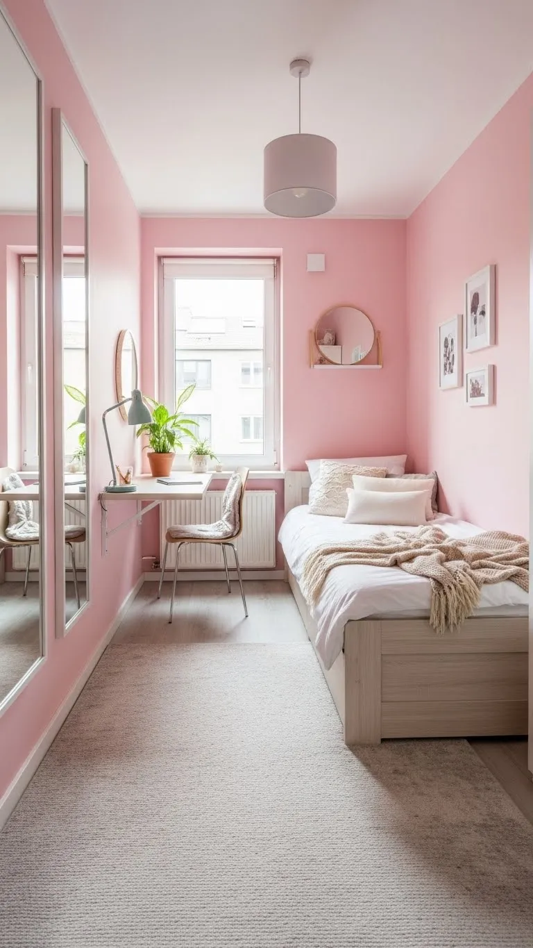 Light Pink Walls in a Small Bedroom