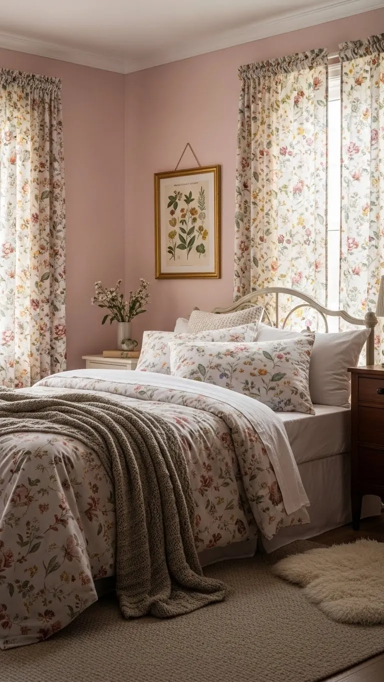 Light Pink Walls with Floral Touches