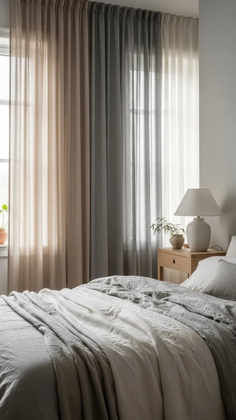 Neutral Curtains for a Calm Bedroom Vibe