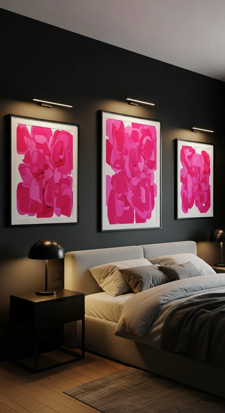  Pink Artwork on Black Walls
