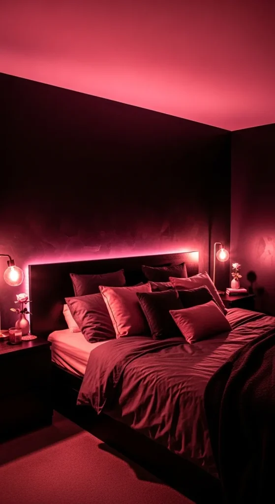 Pink Lighting Against Black Backdrops