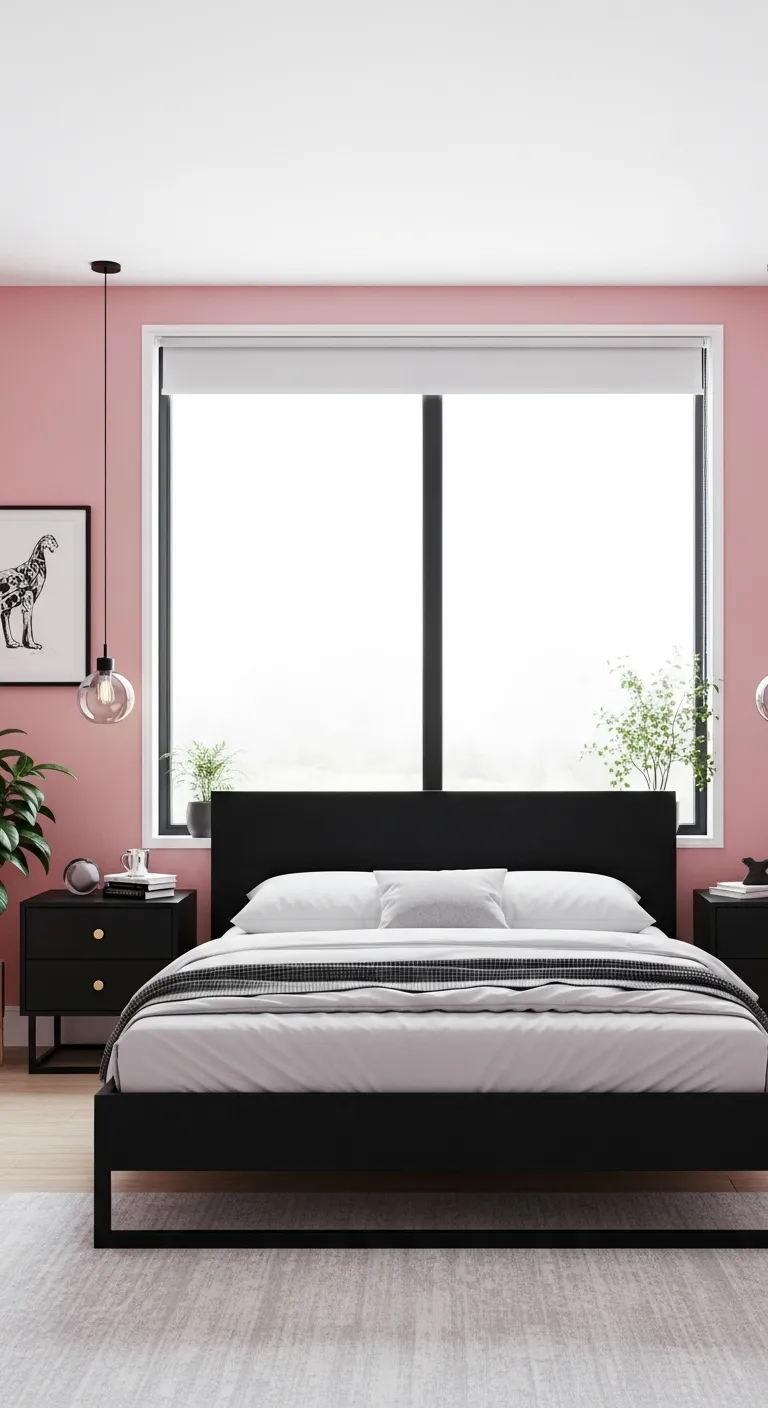  Pink Walls with Black Furniture for a Bold Flip
