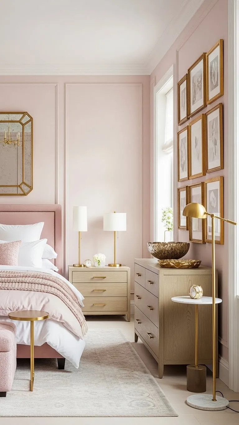 Pink Walls with Gold or Brass Accents