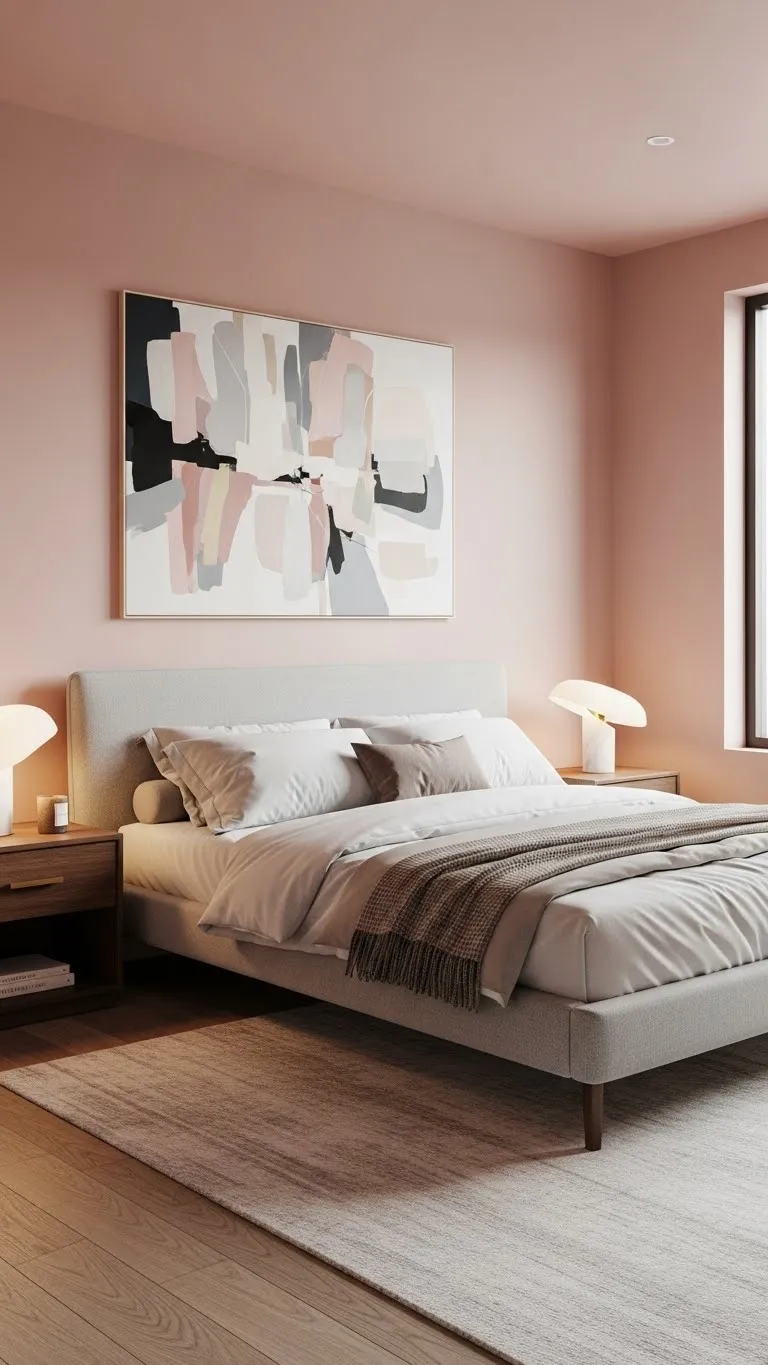 Pink Walls with Modern Furniture