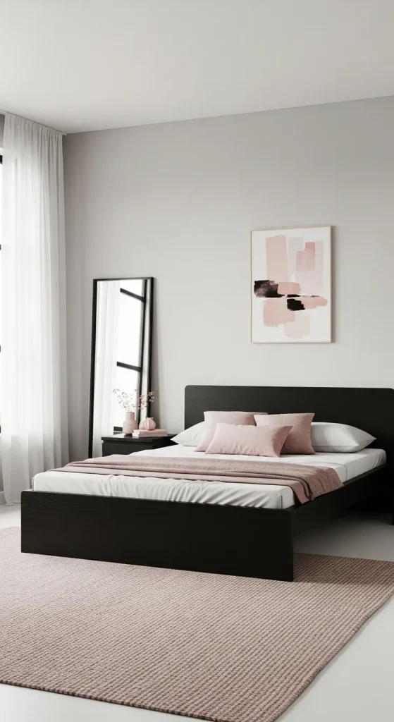 Pink and Black Minimalist Bedrooms