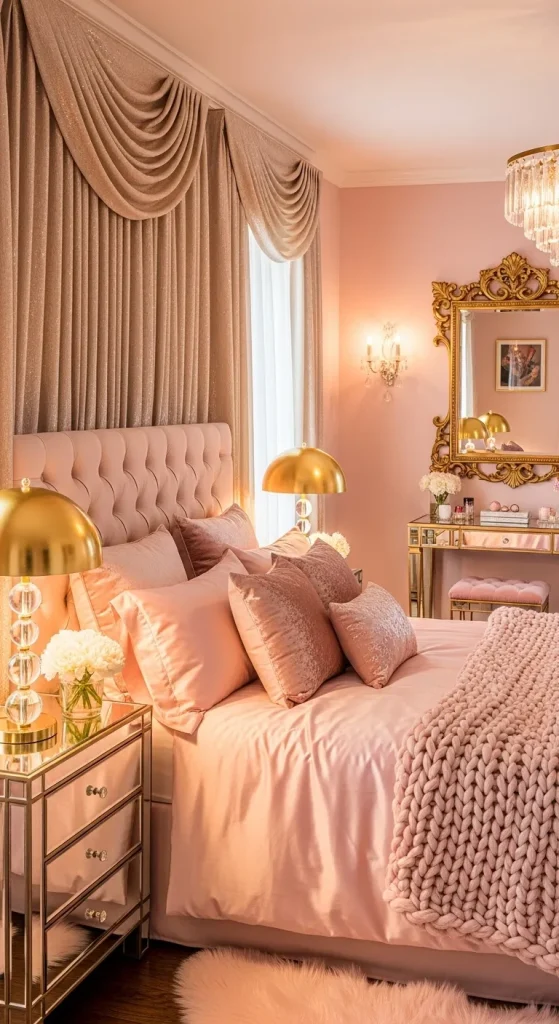  Pink and Gold for Glam Bedroom Vibes