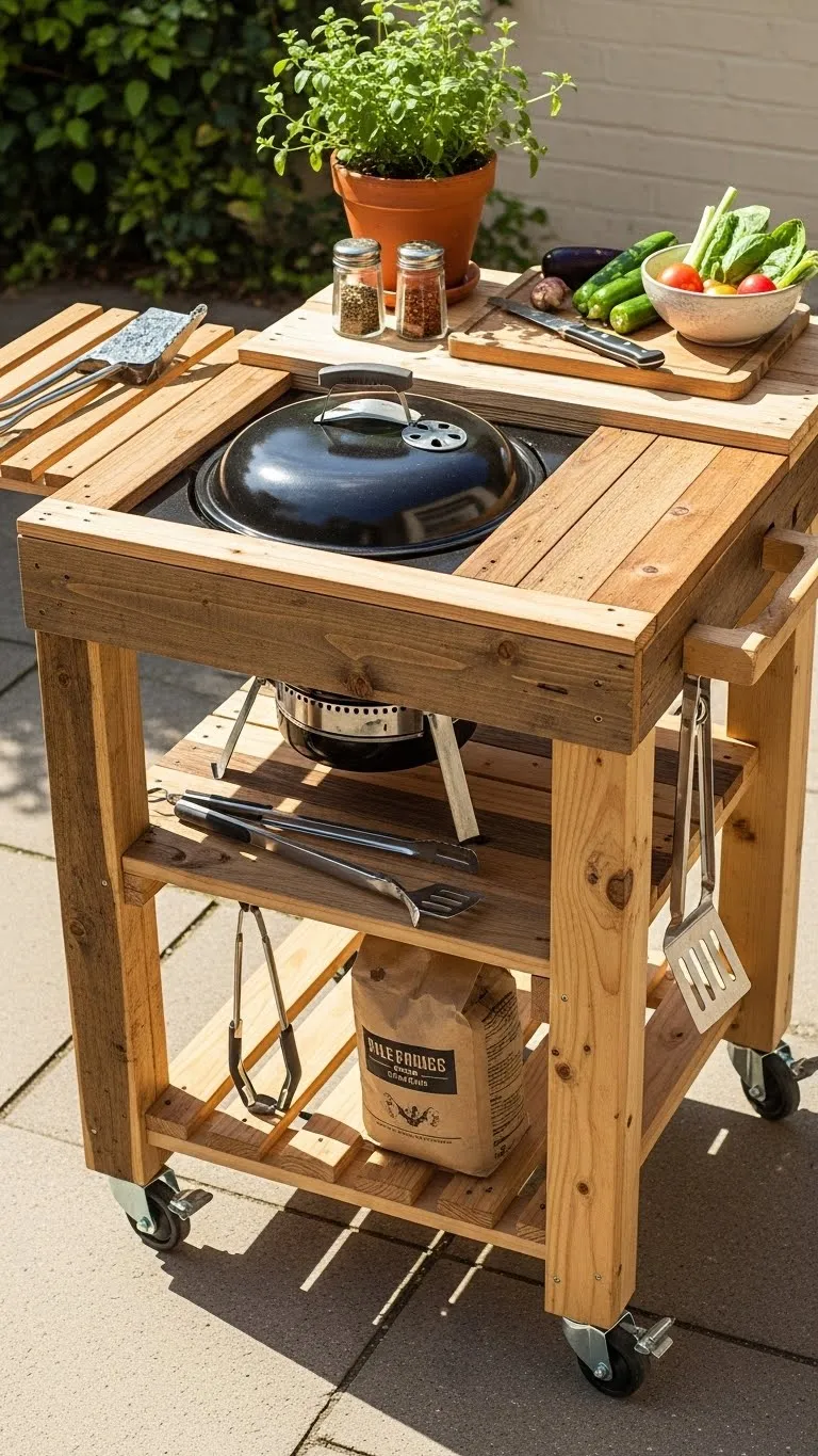 Portable Grill Cart from Scrap Wood