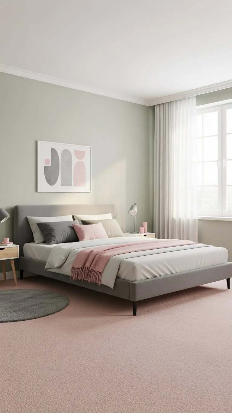 Soft Green Walls + Pink Accents