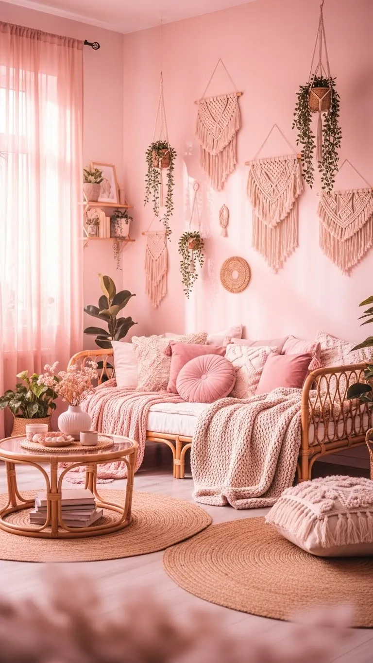 pink bohmain bederoom