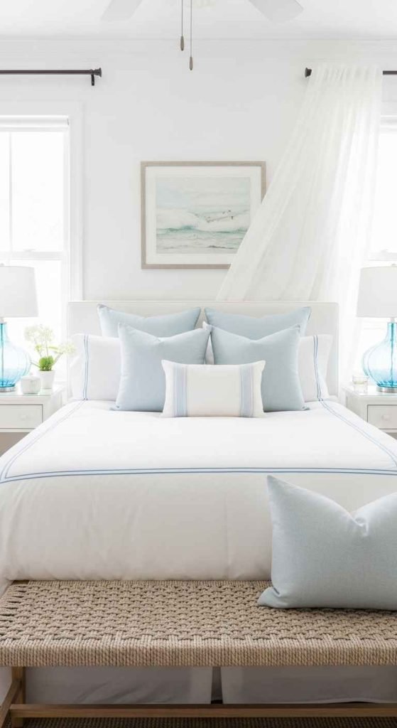 Bright White With Soft Blue Accents 11zon