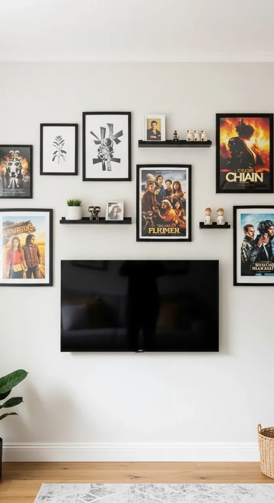 Floating shelf gallery with a cinematic twist