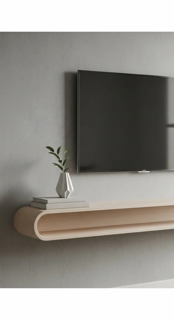 Floating shelf with a curved edge