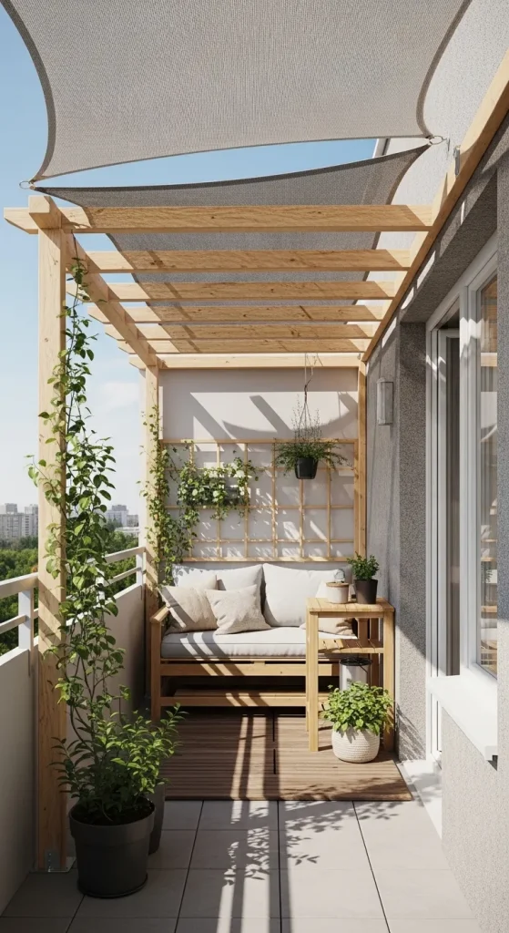 16 Balcony Privacy Ideas Diy: Stylish, Budget-Friendly Hacks 11 Privacy pergola overhead with shade 2 11zon