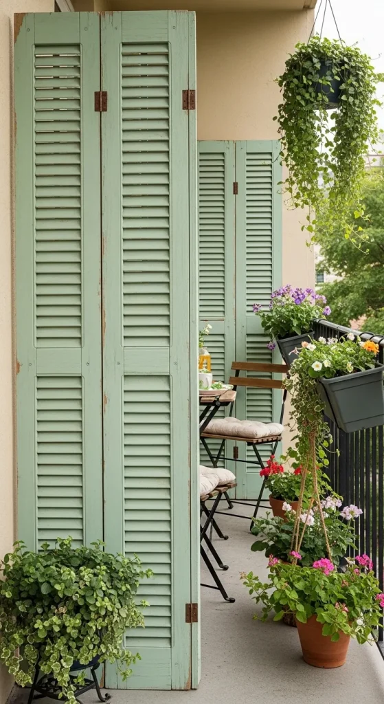 16 Balcony Privacy Ideas Diy: Stylish, Budget-Friendly Hacks 12 Upcycle shutters as a privacy fence 8 11zon