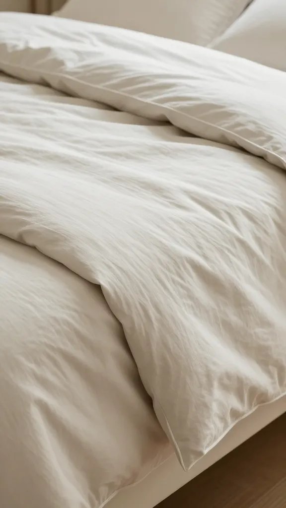 How to Layer Bedding for Cozy, Effortless Nights 2 A neatly made bed in a sunlit bedroom, featuring a fitted sheet hugging the mattress tightly, a crisp flat sheet with a clean hem, and a soft duvet folded at the foot, all in neutral tones with subtle texture.