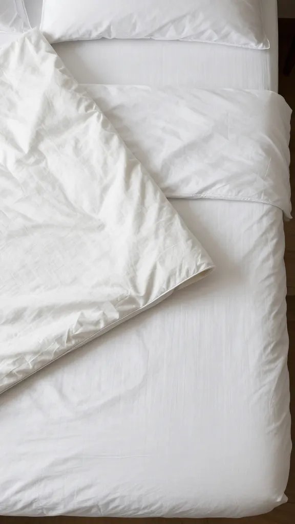 How to Layer Bedding for Cozy, Effortless Nights 5 An overhead view of a bed showing a core stack: fitted sheet, flat sheet with a neat hem, a mid-weight duvet, and a textured throw, arranged to look intentionally layered.