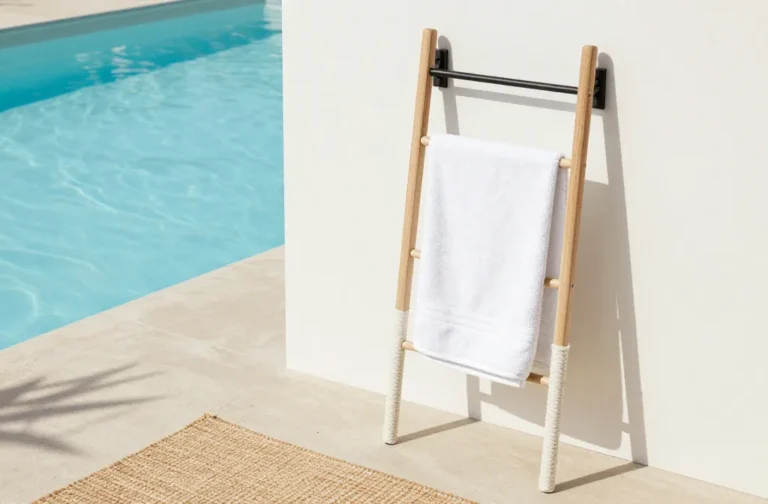 18 Pool Towel Rack Ideas That Are Stylish and Practical: Chic Shoreline Vibes 5 18 Pool Towel Rack Ideas That Are Stylish and Practical: Chic Shoreline Vibes