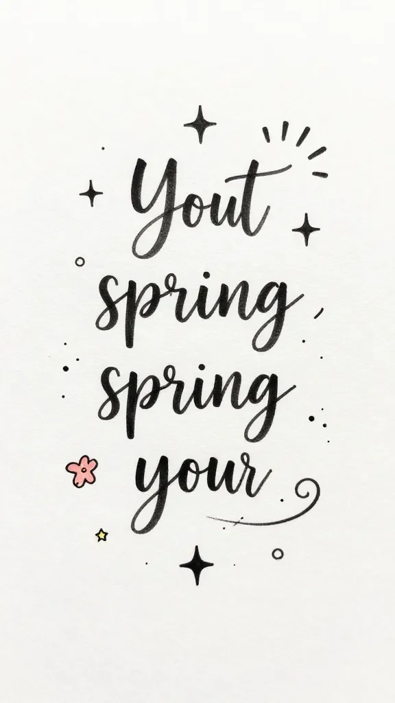 20 May Chalkboard Ideas for Spring Decor: Brighten Your Space 11 Light, airy quotes board: a single playful spring quote sketched in cursive with decorative flourishes, surrounded by tiny starbursts and petals.