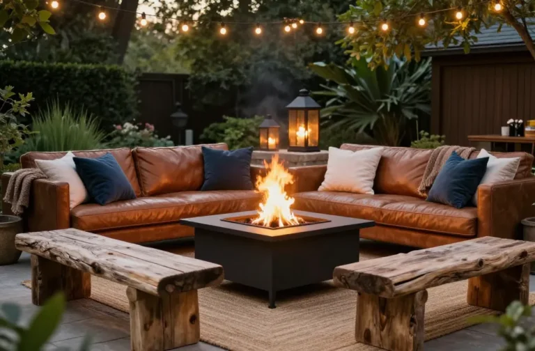 22 Fire Pit Seating Ideas for Cozy Nights: Cozy Courtside Vibes