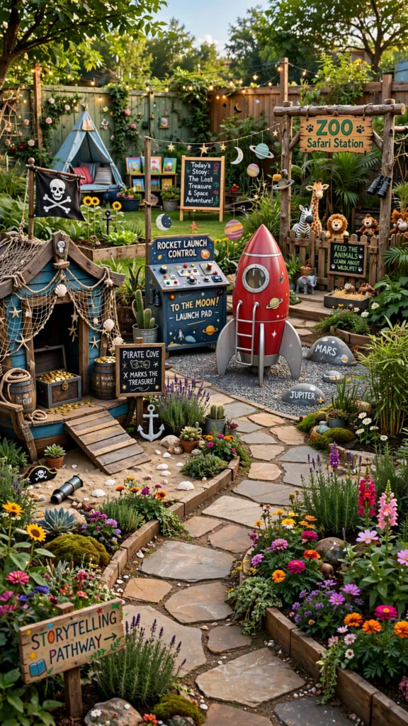 19 Outdoor Play Area Ideas for a Creative and Beautiful Backyard Design: Tiny Oasis 15 backyard storytelling pathway