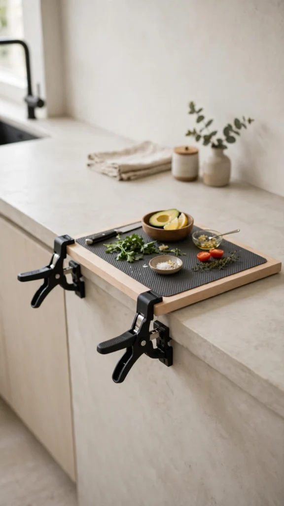 21 Amazon Kitchen Gadgets That Save Space in Tiny Kitchens 19 clip on prep station