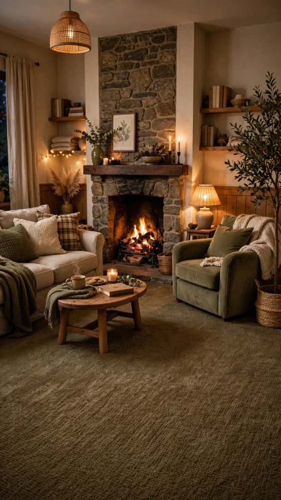 cozy hearthside living room