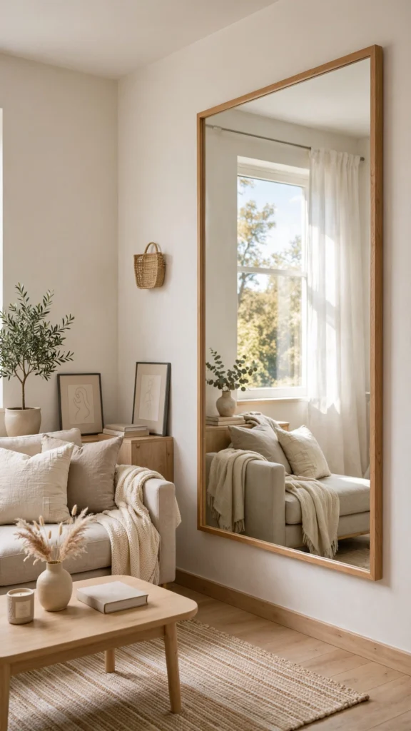 cozy mirror living room