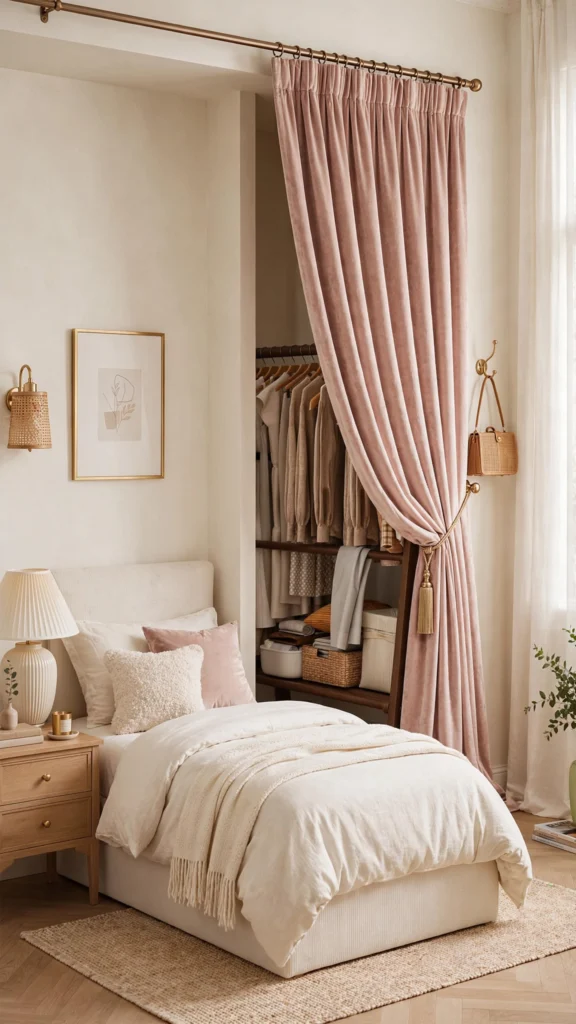 glam blush bedroom nook